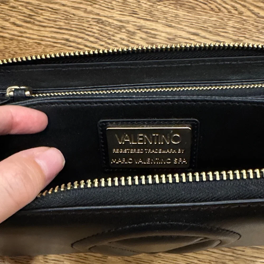 Valentino Black Wallet with Gold Accents - Picture 2 of 4